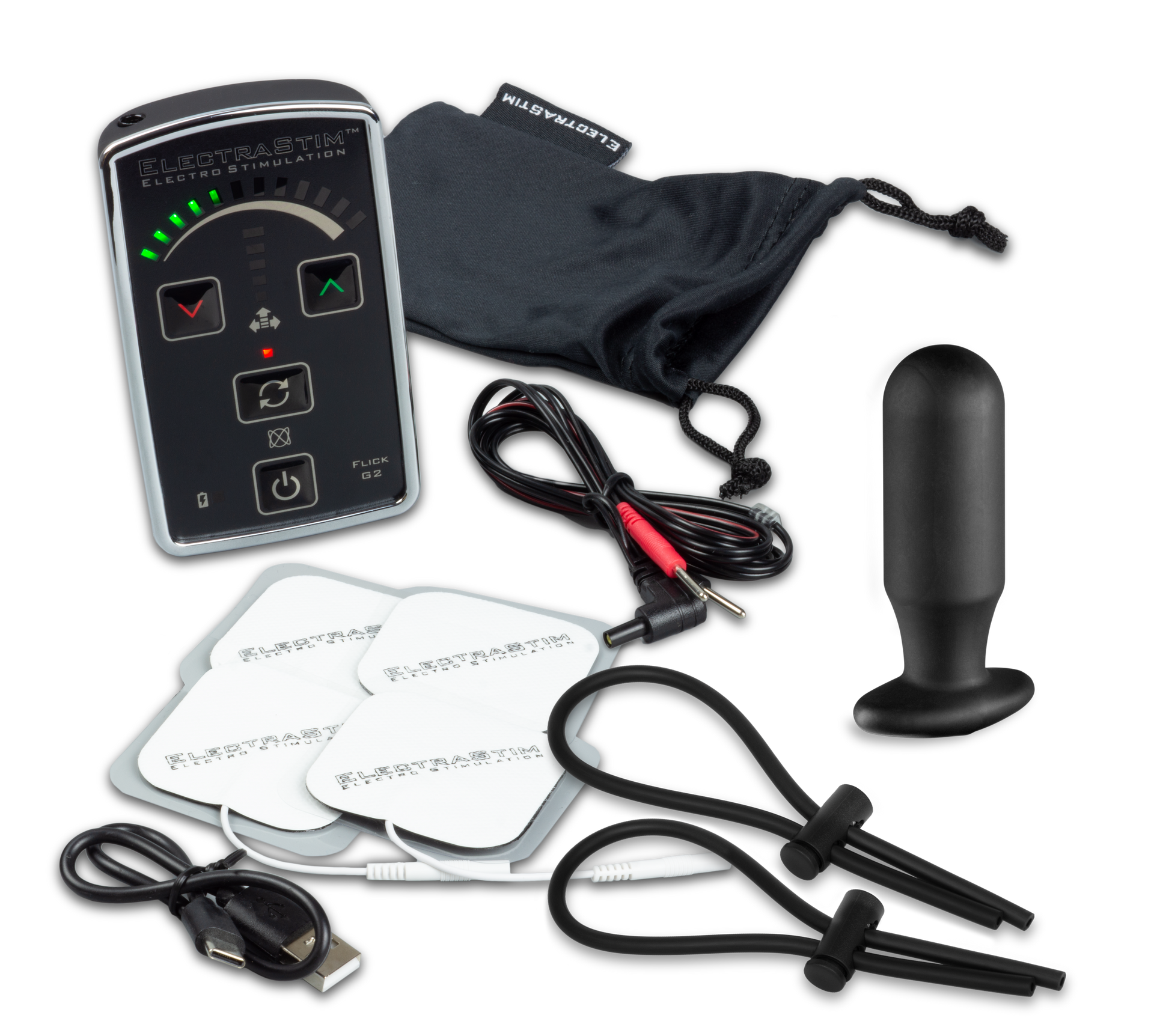 ElectraStim Flick Stimulator Multi-pack with wires and electro accessories