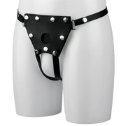 Unisex Crotchless Leather Strap-On Harness - One Size